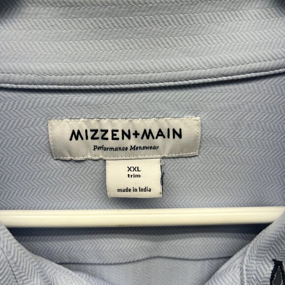 Mizzen+Main Shirt Mens 2XL Light Blue Trim Fit Stretch Performance Tech Dress - Picture 7 of 11